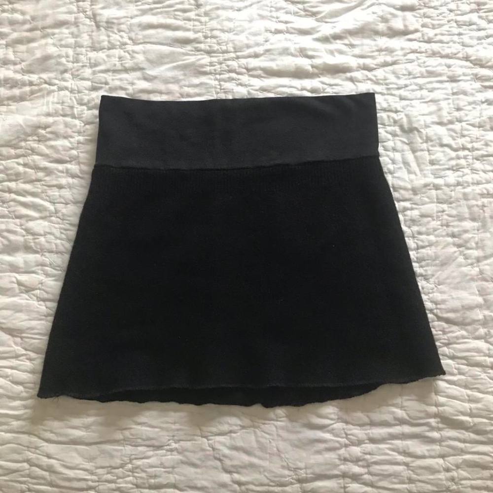 handmade upcycled wool & organic cotton black mini skirt